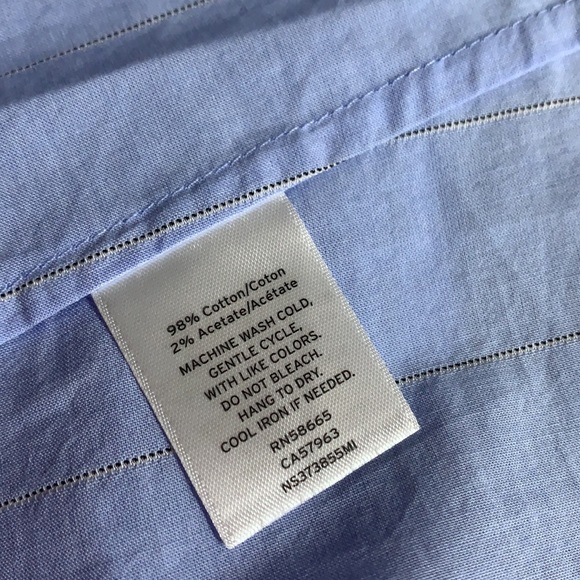 NORDSTROM SIGNATURE Blue Button Down Open Back Tunic Striped Shirt S - Picture 4 of 8